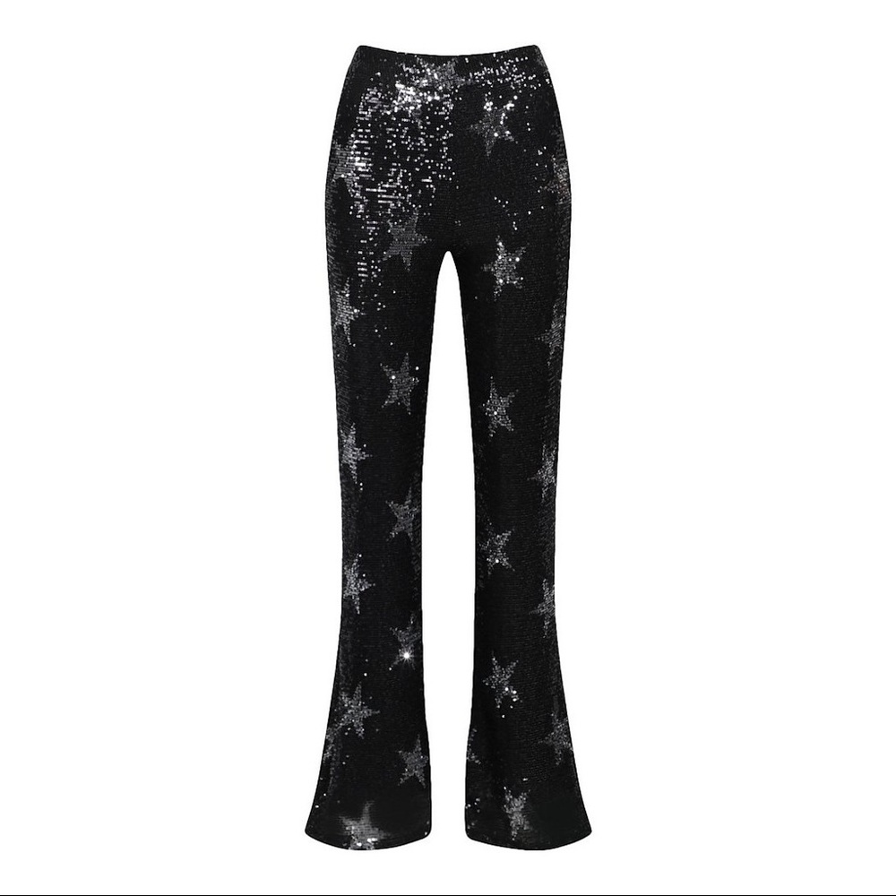 Boohoo Star Sequin Flared Trousers